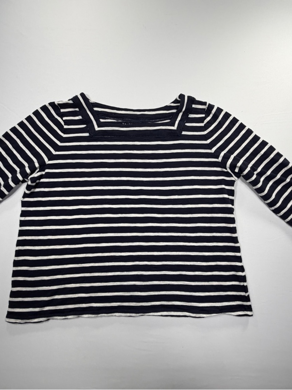 Talbots Top Navy White Stripe Womens 2XLP Petite Cotton Nautical Coastal